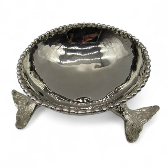 MICHAEL ARAM Mermaid Bowl Oceanic Collection Nickelplate Stainless Steel - Picture 2 of 10